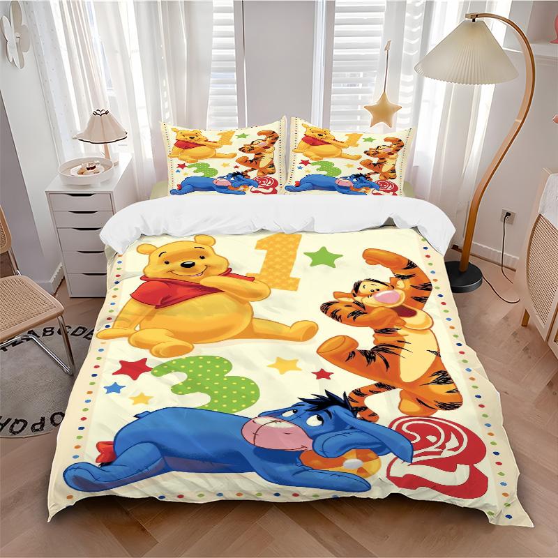 Winnie Pooh Party Print 3Pcs Bedding Setduvet Cover With 2 Bedropillowcase Home Birthday Gift