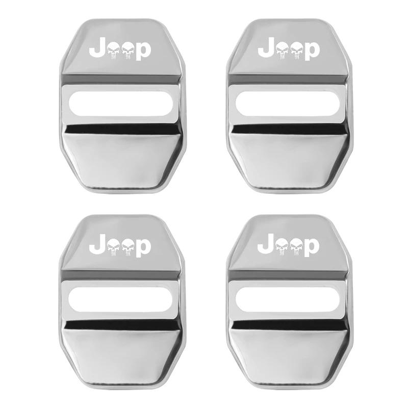 Для Jeep 4 шт. Металлическая наклейка-защита на замок двери автомобиля Для Jeep Wrangler JL JK Renegade Grand Compass Gladiator Cherokee