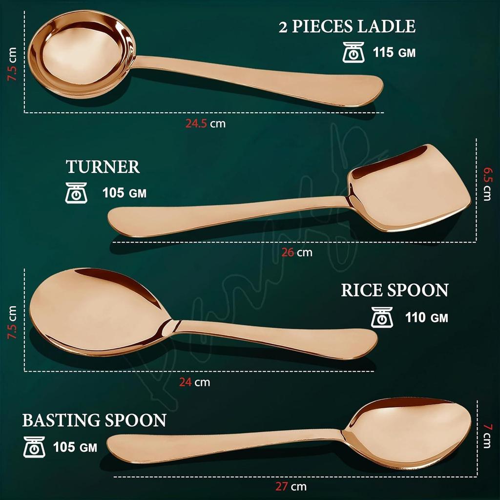 Набор из 5 сервировочных ложек из нержавеющей стали для обеденного стола/кухни, тяжелая толщина 1,8 мм