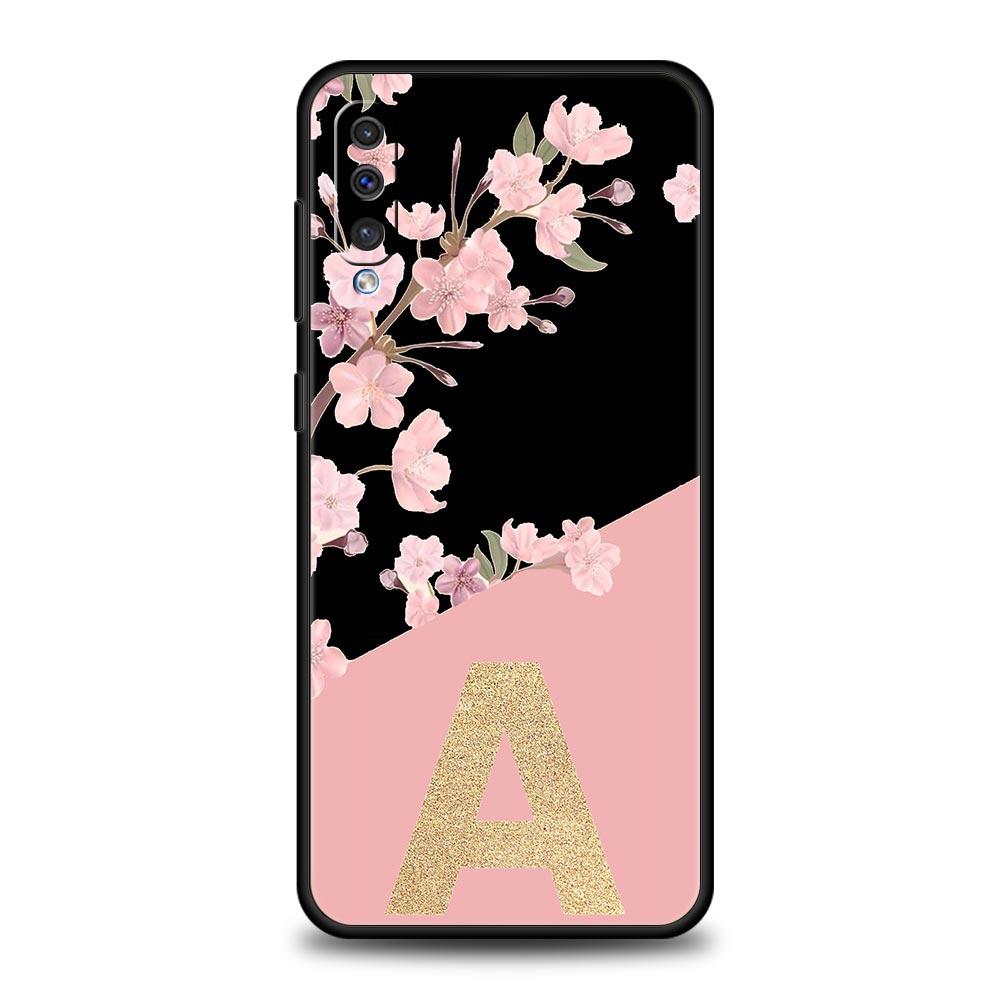 Чехол с золотыми буквами и цветами для Samsung A24 A12 A14 A32 A50 A70 A20E A20S A10S A22 A30 A40 A34 A54 A42 A52 5G A02S A04s, чехол
