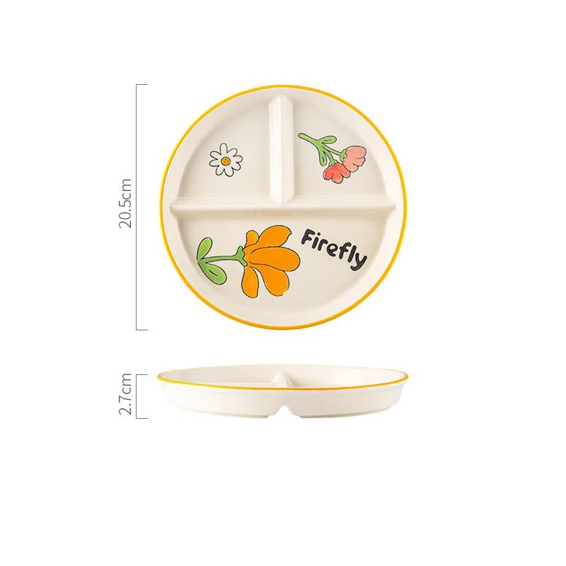 Керамическая порционная тарелка для диетического питания, разделенная на порции, сервировочное блюдо для десертов и закусок, поднос для сбалансированного питания, разделитель для еды, поднос для закусок