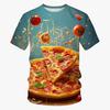 3D Printed Food Pizza T-shirt Men's Casual Summer Short Sleeved T-shirt Street Round Neck Versatile Top
