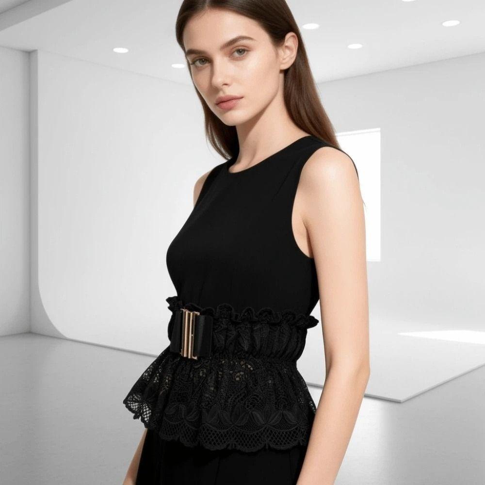 Elastic Lace Cummerbunds Solid Color Wide Waist Corset Elegant Corset Belt Girl