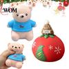 Sensory Fidget Stress Relievers Christmas Tomato Bear Squeeze Toy for Relief, Cute TPR Decompression Festive Desktop Display Pieces Figure with