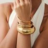 Ingemark Punk Glossy Metal Round Chunky Bangles for Women New Trend Hip Hop Gold Color Geometric Bracelet Set Grunge Jewelry Men