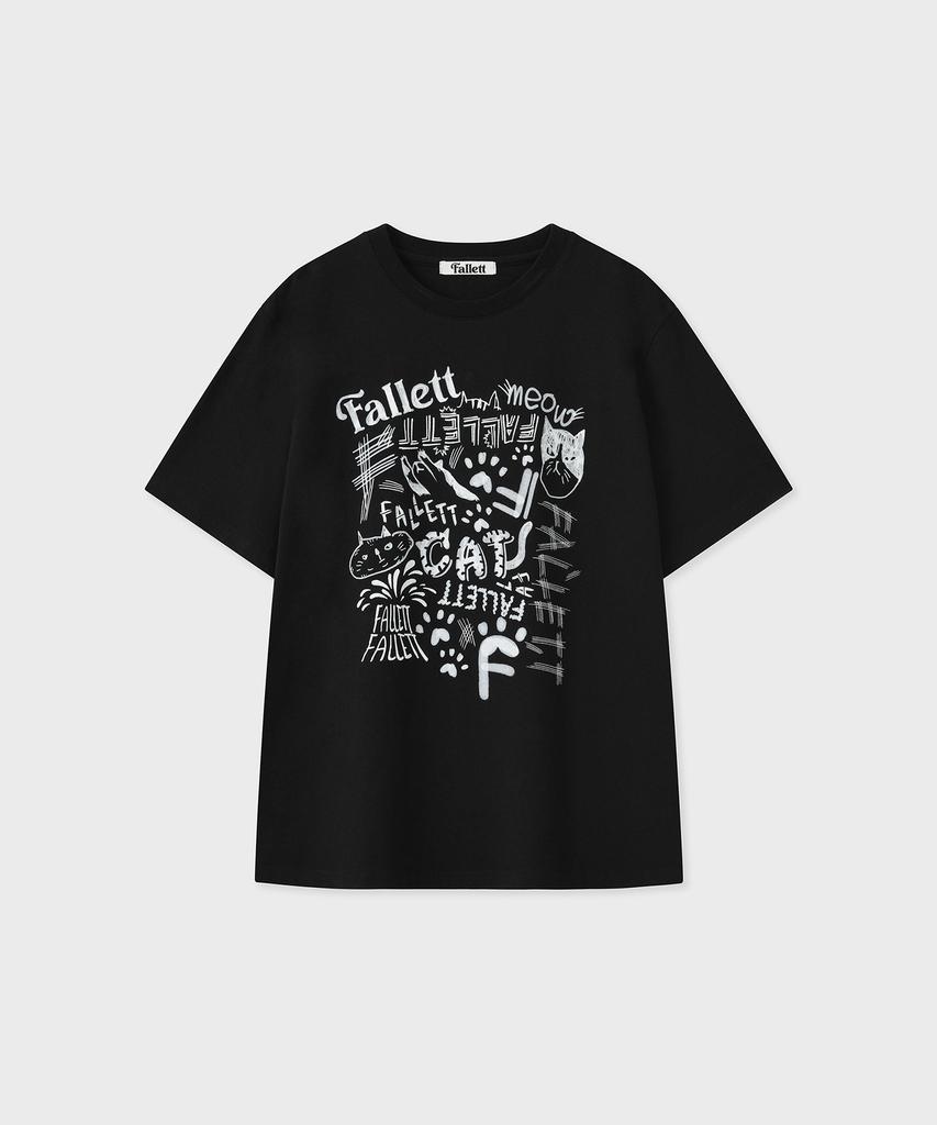 FALLETT Nero Drawing Oversized Short Sleeve T-Shirt Black