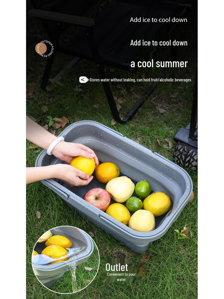 Японская многофункциональная складная корзина для пикника в стиле DOD с крышкой - Удобная и портативная для кемпинга на открытом воздухе