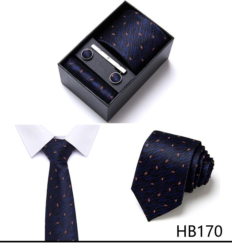 Мужской набор из шести предметов однотонный галстук-жаккард из полиэстерового шелка с логотипом на заказ