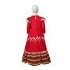 Детское длинное платье в мексиканском стиле с длинными рукавами и круглым вырезом.
