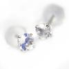 Pt900 Platinum 3mm Stud Earrings with June Birthstone Blue Moonstone (Pair)
