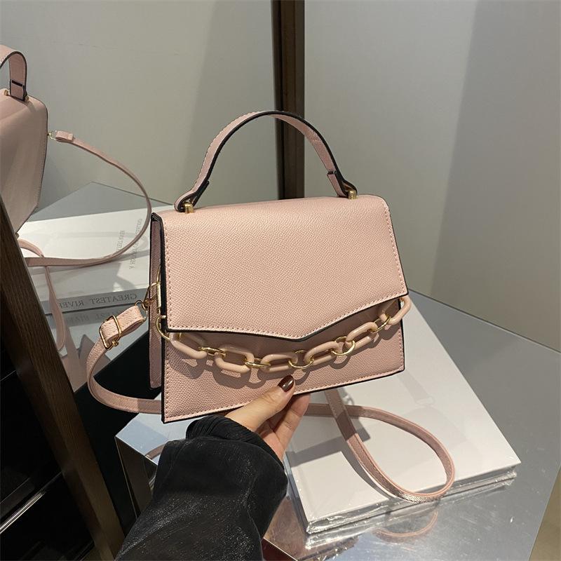 Модная сумка-сумка для женщин, новая, конфетного цвета, маленькая, свежая, сумка через плечо, простая, с цепочкой, маленькая, квадратная сумка