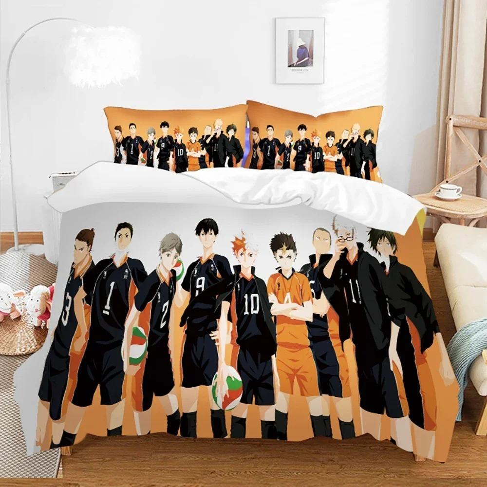 Пододеяльник Haikyuu Волейбол Молодежный 3D Бокуто Манга Коллаж Печать Комплект постельного белья Одеяло Кровать Молодежный Домашний Декор Девочки Мальчики Подарок
