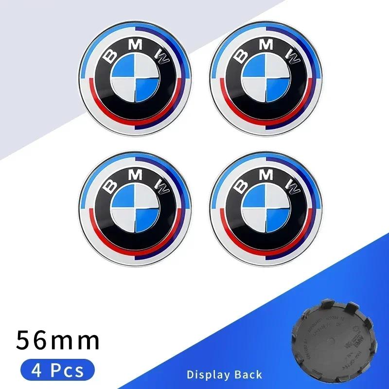 BAIS3 2025 Hot 4pcs 56mm Car Wheel Center Hub Cap Emblem Stickers Styling For BMW M Performance 1 3 5 7 Series X1 X2 X3 X4 X5 X6 X7 M3