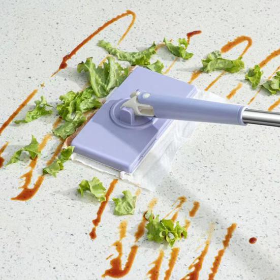 Flat Mop with Cloth Kitchen Bathroom House Mini Sweeper Mop with 360 Degree Rotation Dry Wet Easy Use Mop Household Cleaning Tool