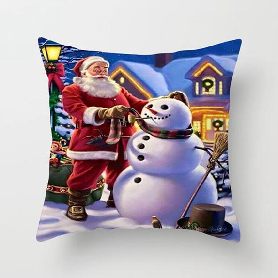 Рождественский квадратный плед с узором Санта-Клауса, наволочка для домашней гостиной, украшения дивана, наволочка, наволочка