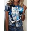 Летняя футболка с круглым вырезом и принтом совы, повседневный топ с коротким рукавом для весны, женская одежда