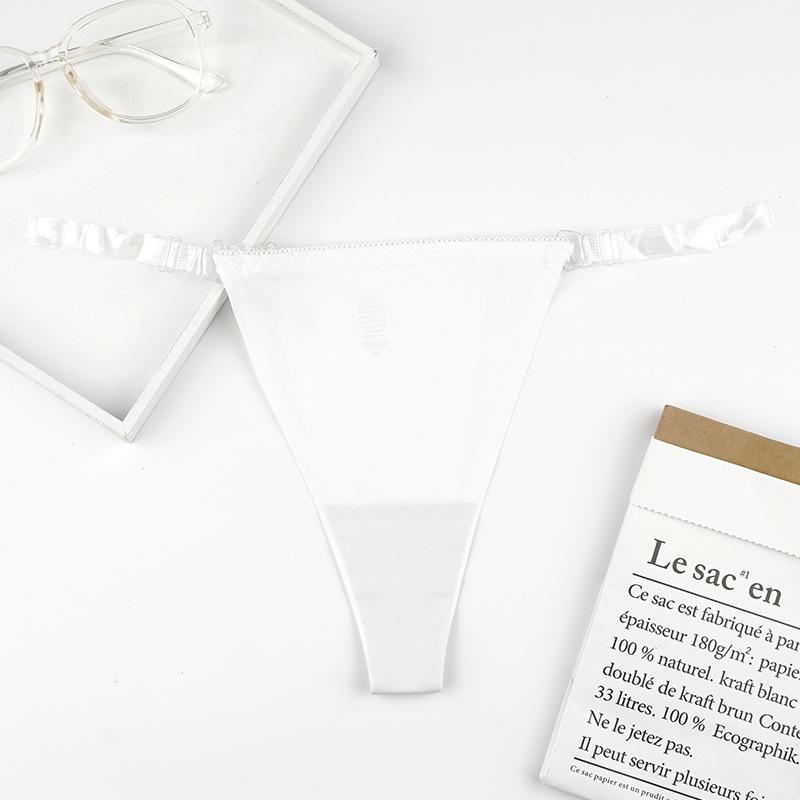 Женские бесшовные трусики Ice Silk с прозрачным поясом и Т-образной спинкой, регулируемые женские стринги