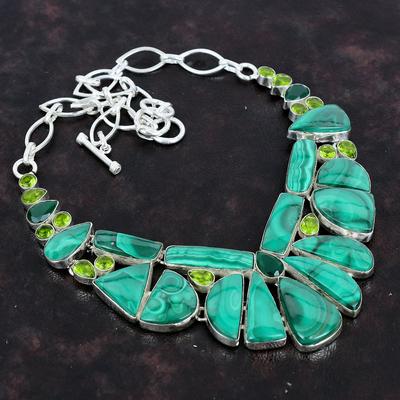 Ювелирные изделия ручной работы из серебра 925 пробы с малахитом, 18 дюймов AMN-653A