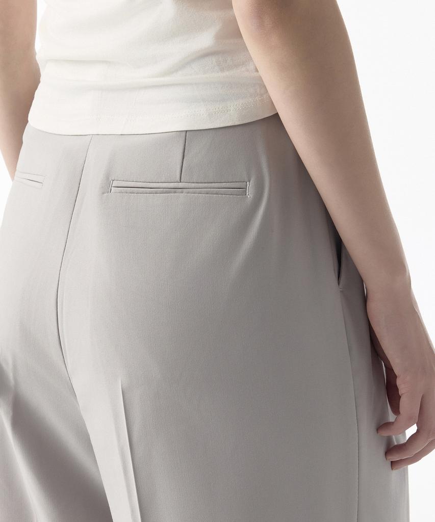 MUSINSA STANDARD WOMAN [Cooltandard] Women'S Semi-Balloon Hidden Banding Slacks [Light Gray]