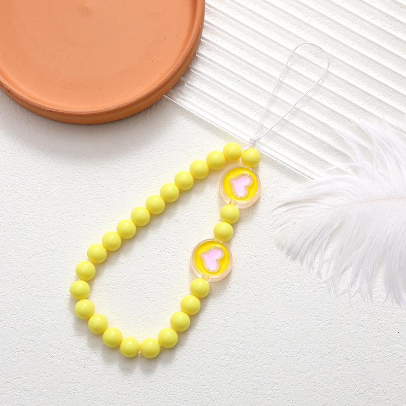 Korean Love Heart Beaded Phone Chain & Keychain Set for Women