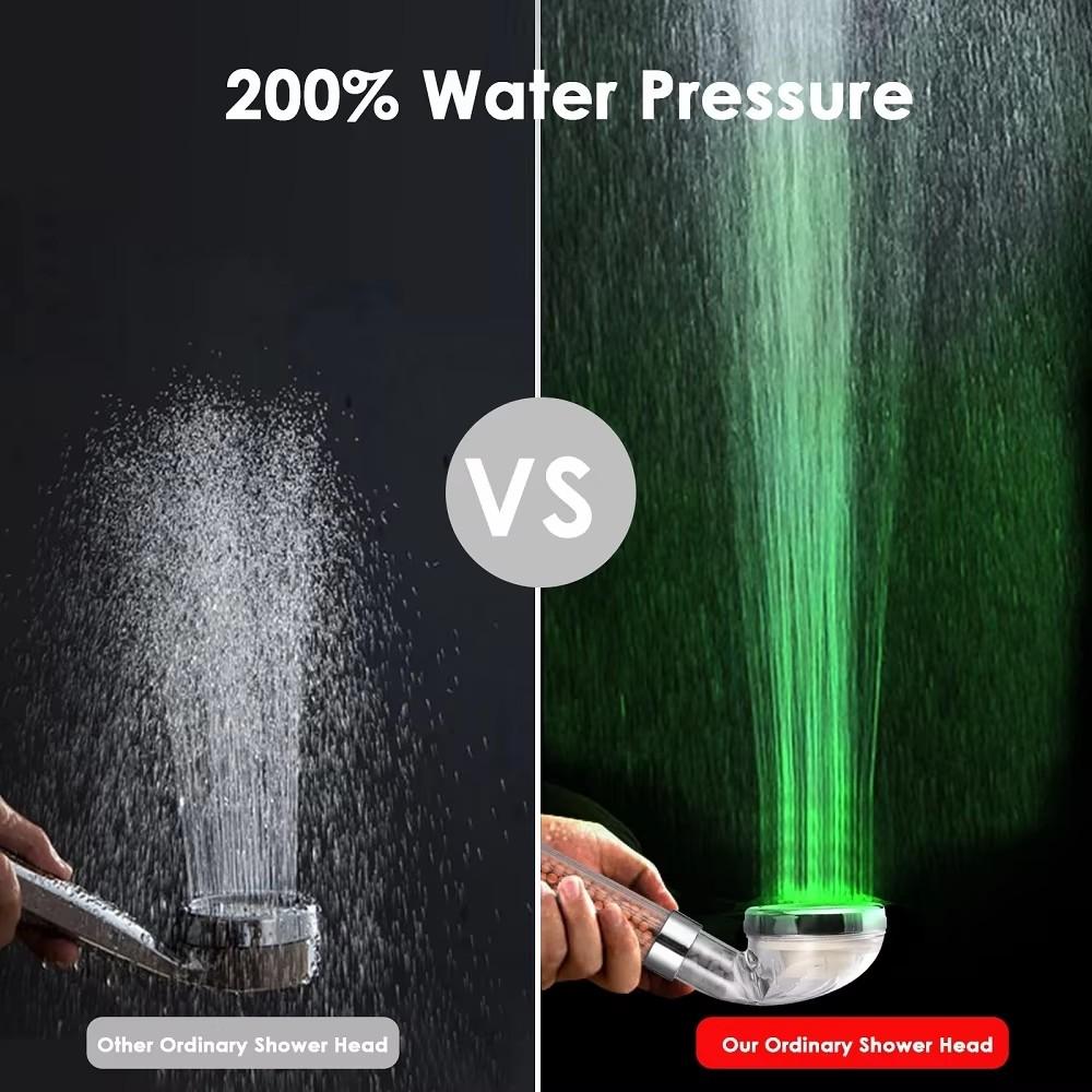 LED Temperature Control Colorful Negative Ion Filter Shower Head 3/7 Color Change One-Key Stop High Pressure Handheld Showerhead