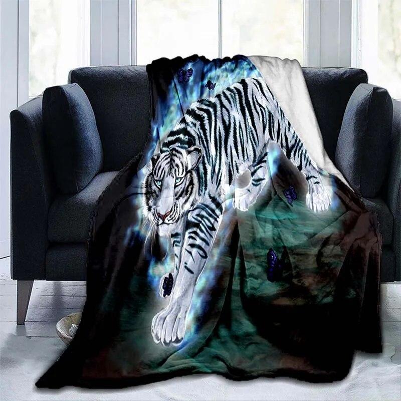 Фланелевое одеяло с рисунком тигра и животного, покрывало для дивана, мягкое теплое одеяло для взрослых, дорожное одеяло, охлаждающее одеяло