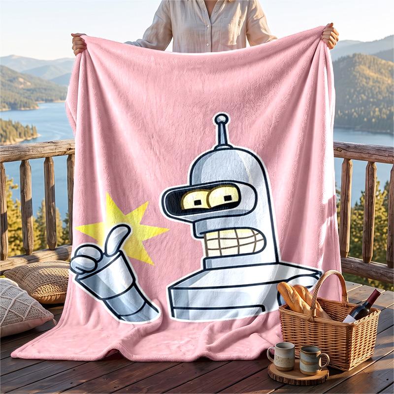 Warm Flannel Blanket Bender Pattern, Lightweight Comfortable Throw Blanket for Bed Sofa Use