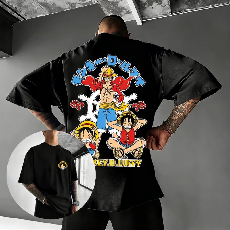 Футболка с принтом One Piece Луффи Мужская Женская Аниме Графическая Хлопковая С Коротким Рукавом Топы 2026 Летние Модные Повседневные Уличная Одежда Одежда в Стиле Y2k