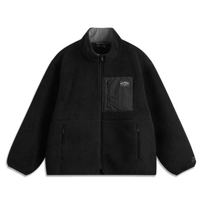 Li Ning Sports Fashion Series American Vintage Casual Simple Universal ветрозащитная свободная флисовая куртка унисекс черная AFDUC95-8