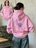 Sudadera con capucha para mujer, ideal para otoño/invierno, con un divertido estampado de perros, forro polar, corte holgado e informal y estilo Y2K.