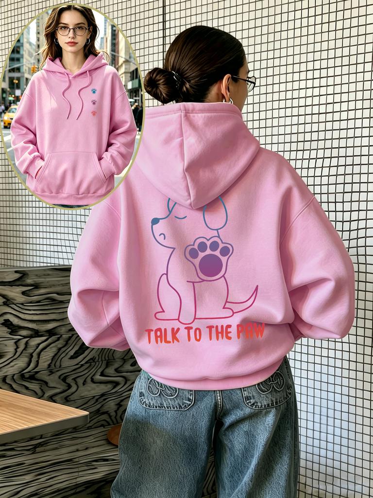 Sudadera con capucha para mujer, ideal para otoño/invierno, con un divertido estampado de perros, forro polar, corte holgado e informal y estilo Y2K.