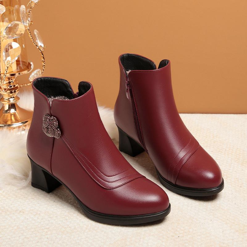 Женские хлопковые теплые бархатные туфли, модные короткие сапоги с острым носком и квадратным каблуком, новые удобные туфли на молнии по щиколотку