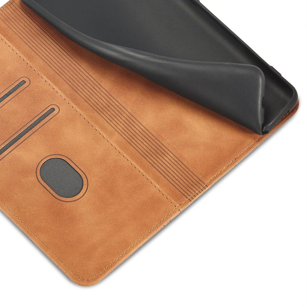 Samsung Galaxy S23+ Magnetic Wallet Case with Stand - Brown Leather Flip Cover by Hurtel
