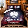 Poland Football Pattern Bedding 3Pcs Set Custom Name, Bed Sheet And Pillowcases For Home Bedroom