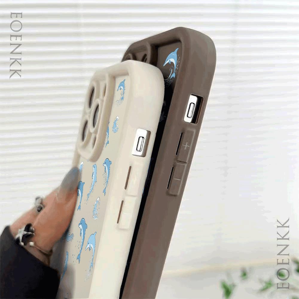 Летний стиль Синий дельфин Чехол для телефона Для iPhone 16 15 14 13 12 11 Pro Max Plus/Mini Ударопрочный Защита от царапин Мягкий Защитный чехол