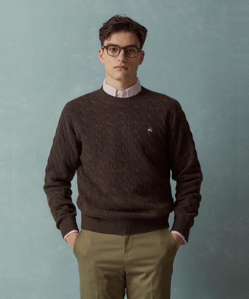 Шерстяной свитер с косами BROOKS BROTHERS (коричневый) (Bbwrmbf401)