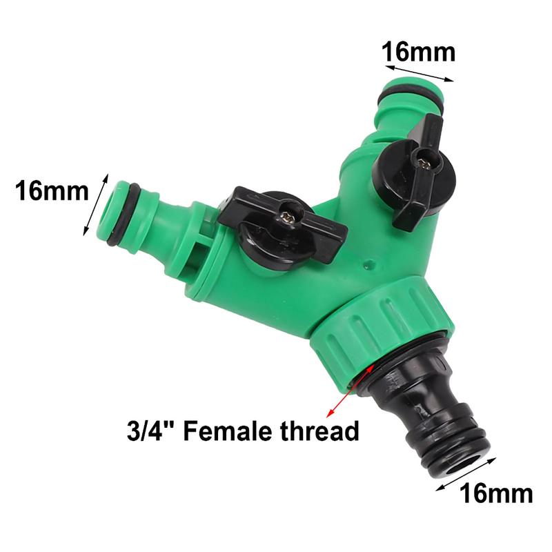 2 Way Garden Water Pipe Connectors Pipe Adapter Y Shape Hose Splitter Valve Three Way Plastic Valve With Switch