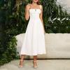 Women Dress Long Spaghetti Strap Square Sleeveless Dress Flowy A-Line Slit