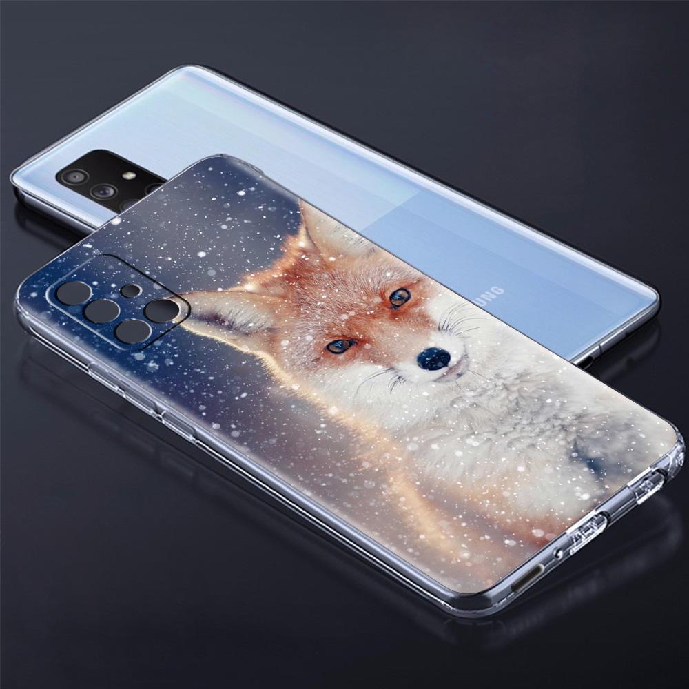 Чехол для телефона с милым мультяшным животным лисой для Samsung Galaxy A51 A71 A21S A12 A11 A31 A41 A52 A32 5G A72 A01 A50 A70, мягкий прозрачный чехол