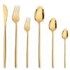 6pcs Tableware Set Gold Cutlery Stainless Steel Flatware Mirror Knife Fork Dessert Spoon Korean Dinnerware Set Luxury