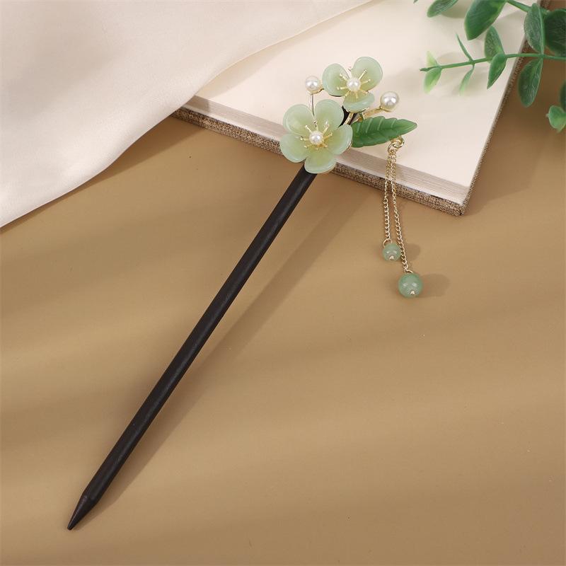 Заколка для волос с кисточкой в стиле эбони: Винтажное деревянное украшение для волос для женщин, идеально подходящее для простых причесок и украшений для старинных костюмов