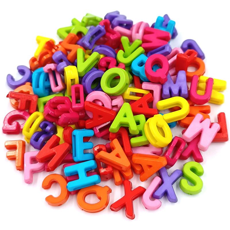 Бусины с буквами, свободные бусины для изготовления украшений своими руками, подвеска, изготовленная вручную из бисера конфетного цвета, цветок, звезда, клубника, бусины с отверстием