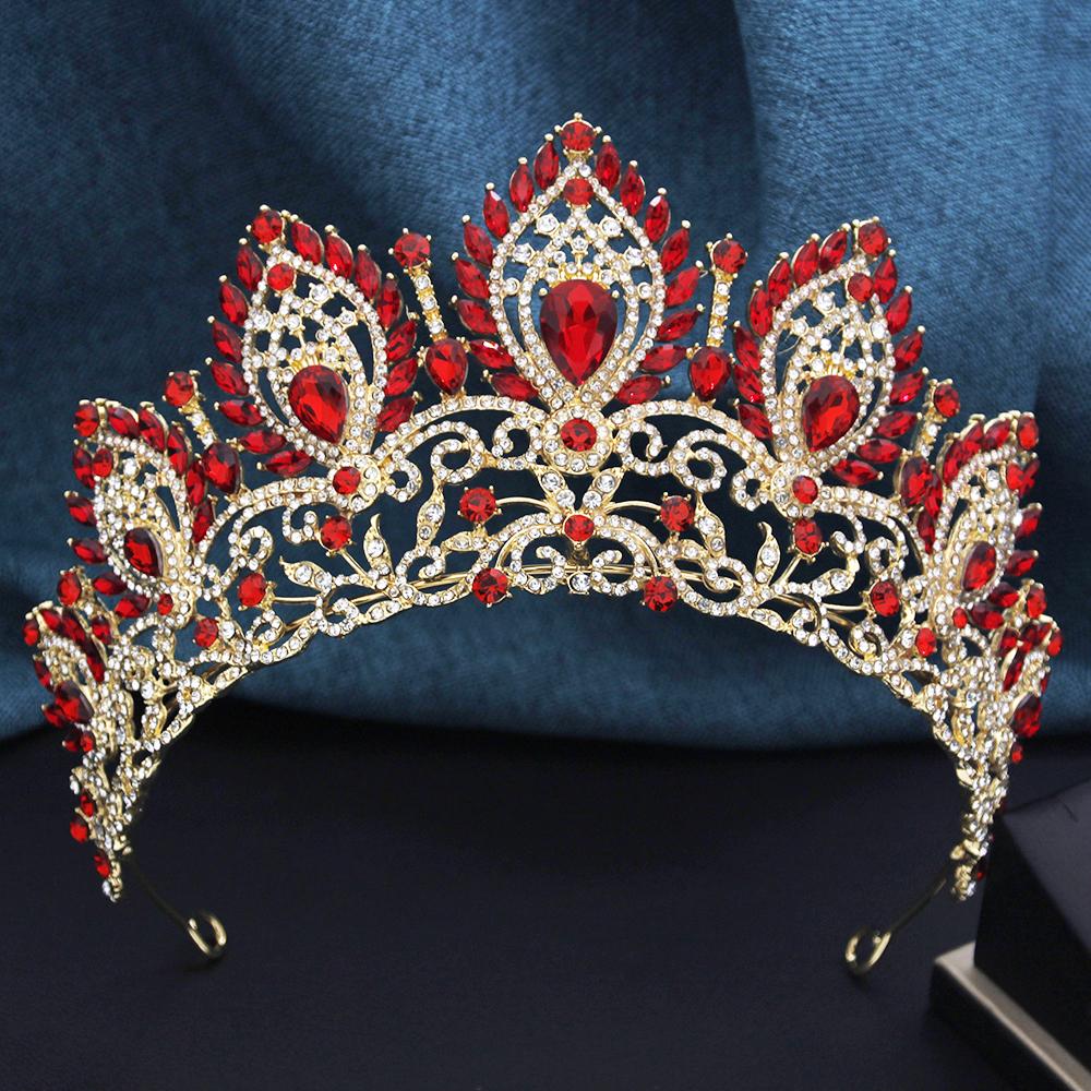 Royal Queen Opal Green Crown Big Diadem Bride Crowns for Women Tiaras Wedding Party Bridal Crown Hair Dress Jewelry Accessori