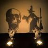 Halloween Shadow Candle Holder Spooky Grim Reaper Pumpkin Bat Witch Ghost Shadow Tealight Candle Stand Candlestick Table Centerpiece Decoration