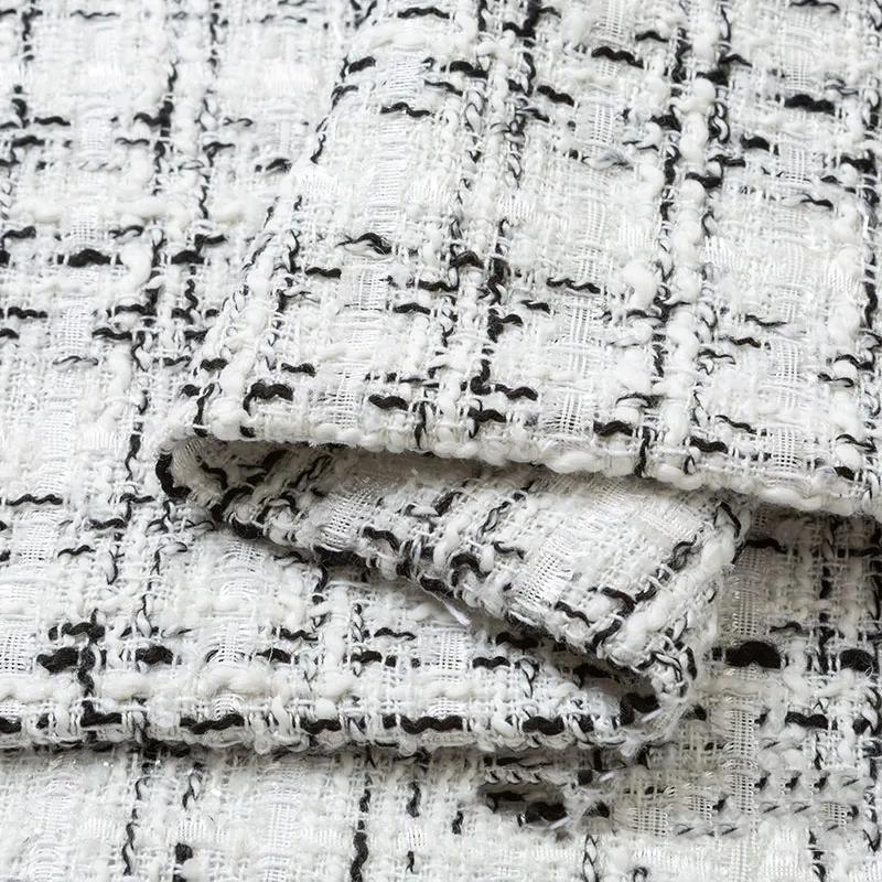 Утолщенная твидовая ткань для жилета, пальто, платья, одежды, DIY шитья, пайеток, шерстяная ткань, черный, белый, красный, синий, на полметра, зима