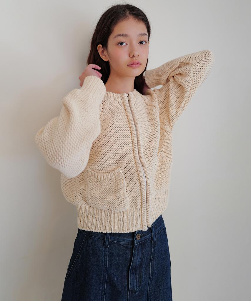 ANDNEEDS Birkin Zip-Up Knit (Ivory)