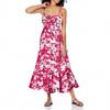Женское летнее платье макси без рукавов с цветочным принтом на тонких бретельках, пляжное длинное платье в стиле бохо, пляжная одежда для отпуска