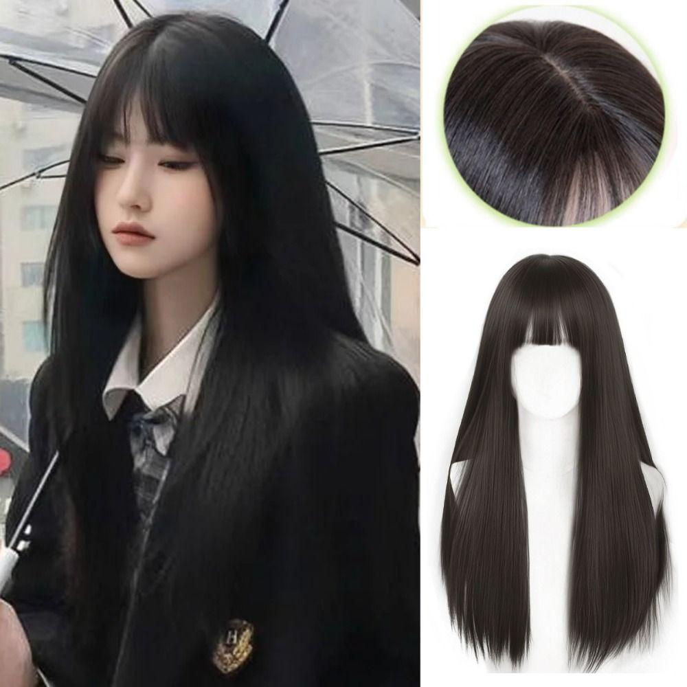 Halloween Women Layered Wigs Realistic Lolita Cosplay Wigs Sweet Long Straight Hair Wigs  Summer