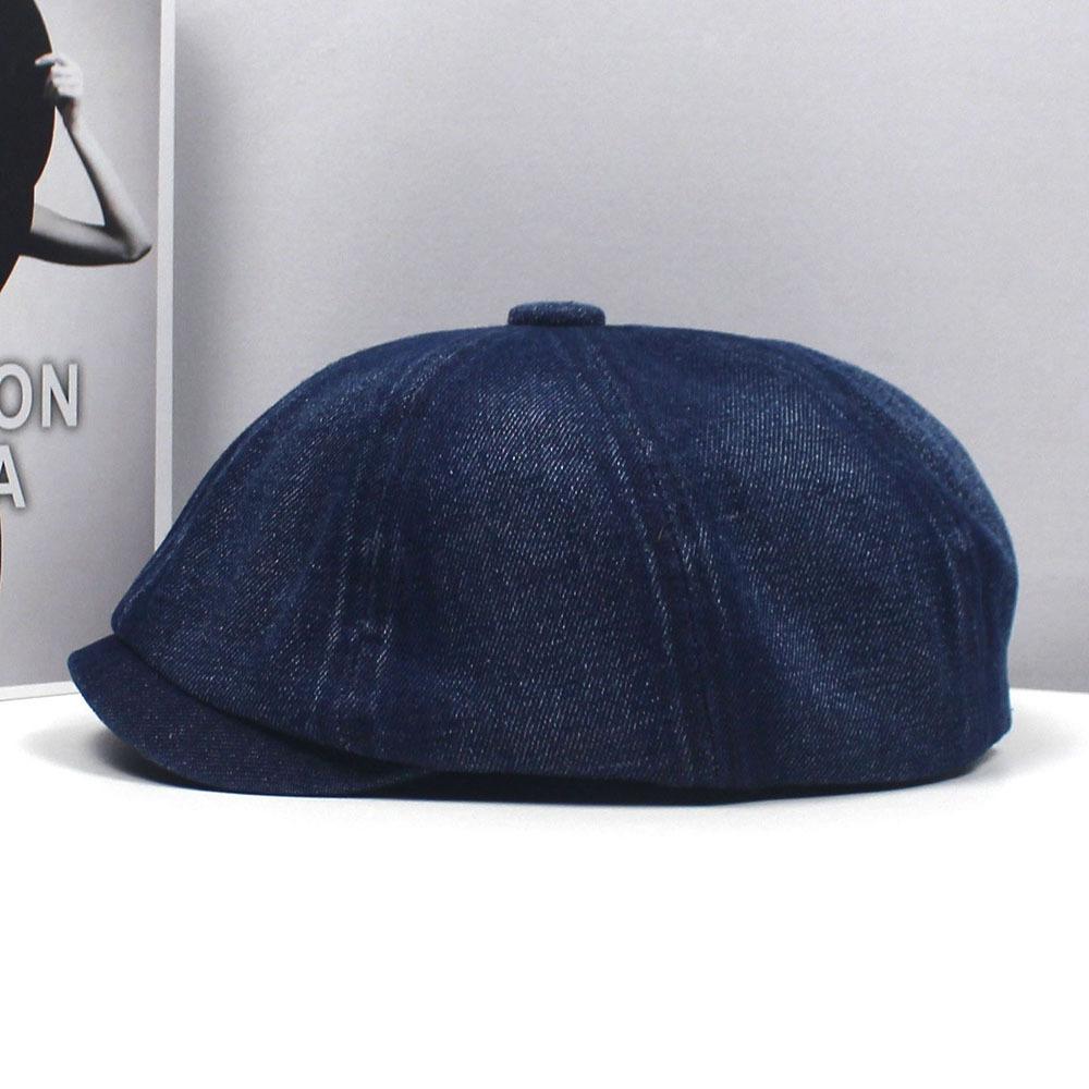Мужская ретро-кепка из вымытого денима, мужская и женская хлопковая восьмиугольная шляпа с загнутыми полями