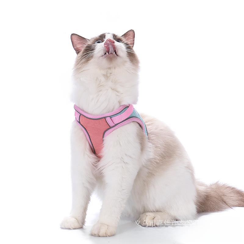Светоотражающая шлейка для кошек в виде жилета с поводком, препятствующим линьке